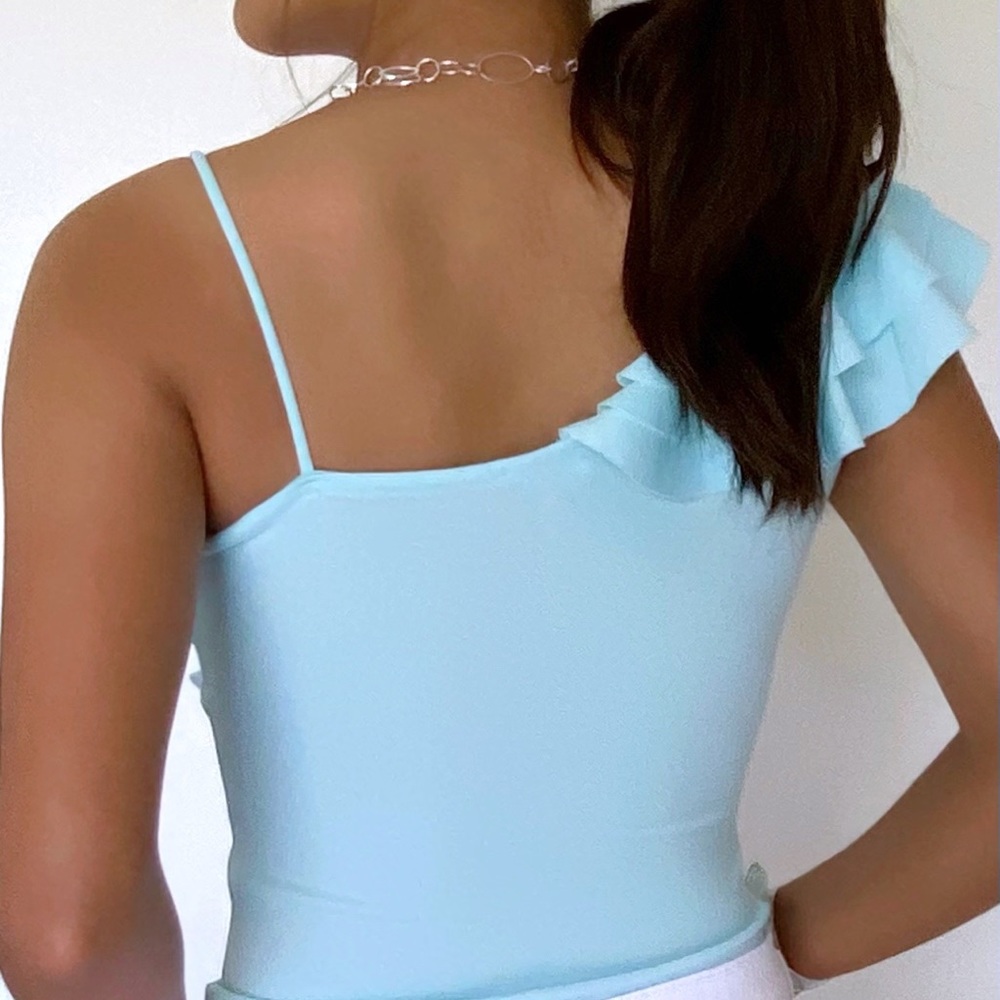 Blue Flutter Shoulder Top - Picture 2 of 3